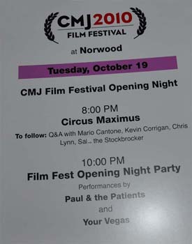 2010 CMJ Film Festival Opening Night World Premiere of CIRCUS MAXIMUS