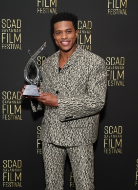 Jeremy Pope receives the Distinguished Performance Award at SCAD Savannah Film Festival