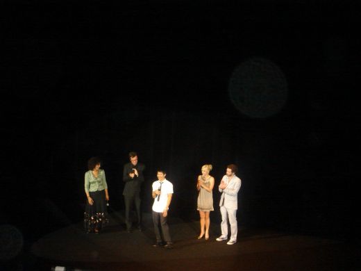 "Smiley face" Crew on stage for their Premiere